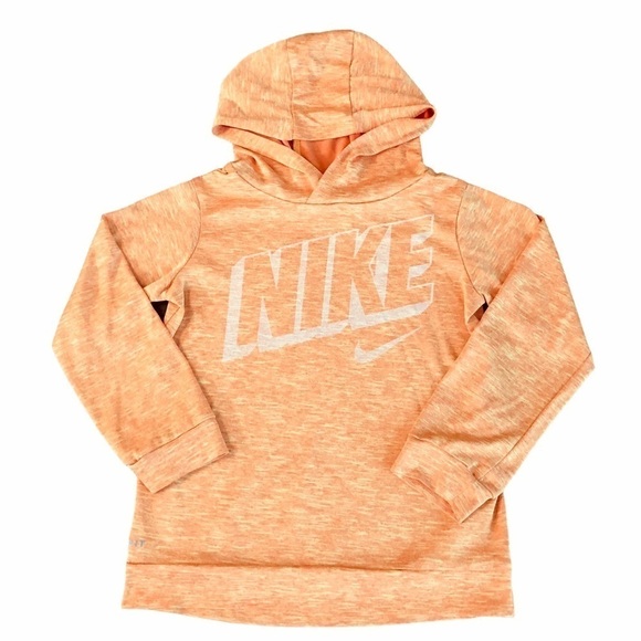 NIKE DRI-FIT -UNISEX PULLOVER ORANGE HOODIE SZ 4-5 - Picture 1 of 7